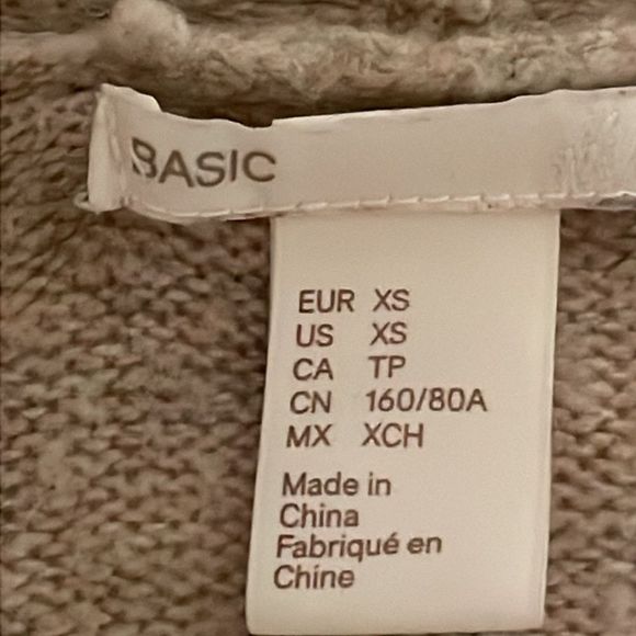 XS H & M Basic tan beige long sleeve open front knit cardigan sweater - Picture 10 of 13